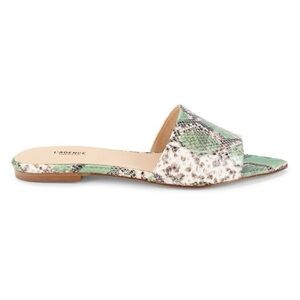 L’Agence Serena Snake Embossed Leather Flat Sandals